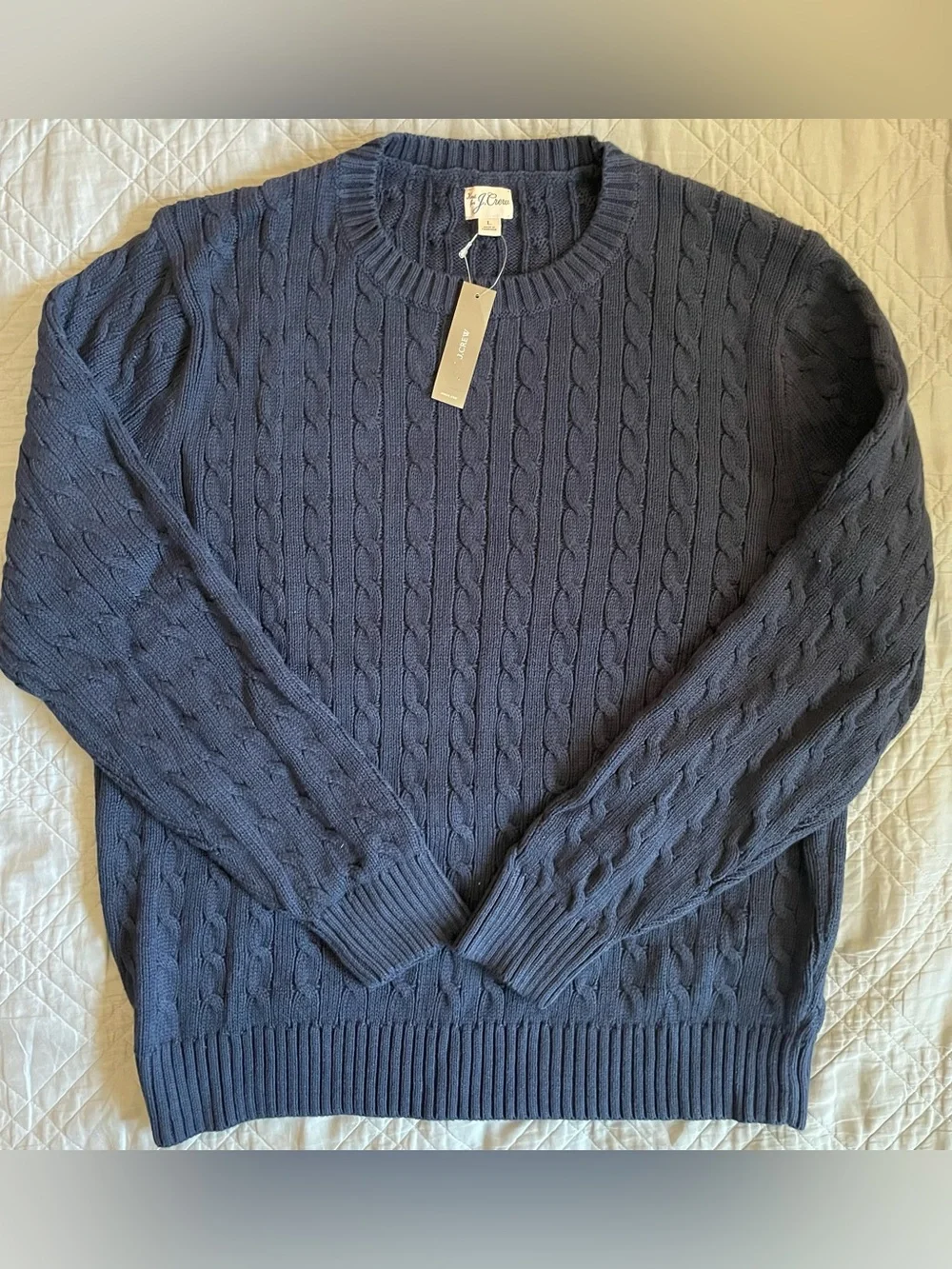 J.Crew Heritage cotton cable-knit sweater in Navy Size XL $118 CO474